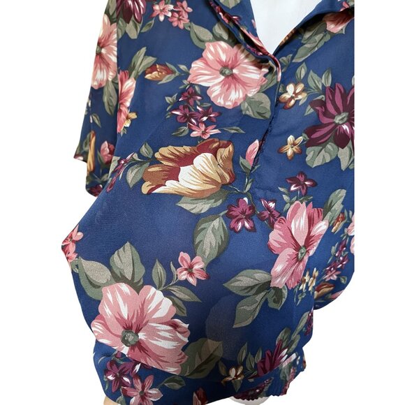 Alfred Dunner Womens 20W Sheer Floral Peplum Blouse 100% Polyester Cottagecore - Picture 5 of 9